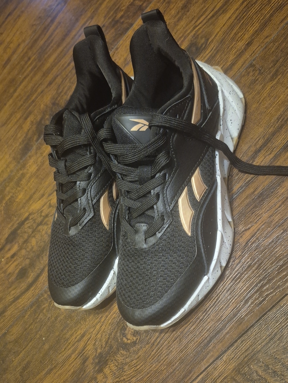Reebok Youth Black and Rose Gold Athletic Sneakers